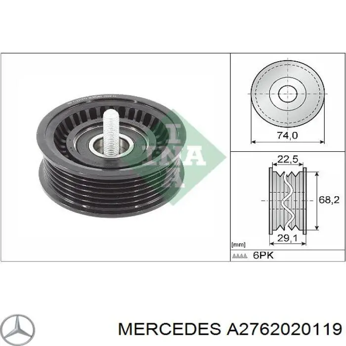 Rolka prowadząca, kierunkowa paska napędowego Mercedes A2762020119 cena, od 20,51 USD