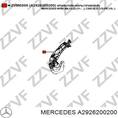 A2926200200 Mercedes Osłona chłodnicy prawa (panel mocowania reflektorów)