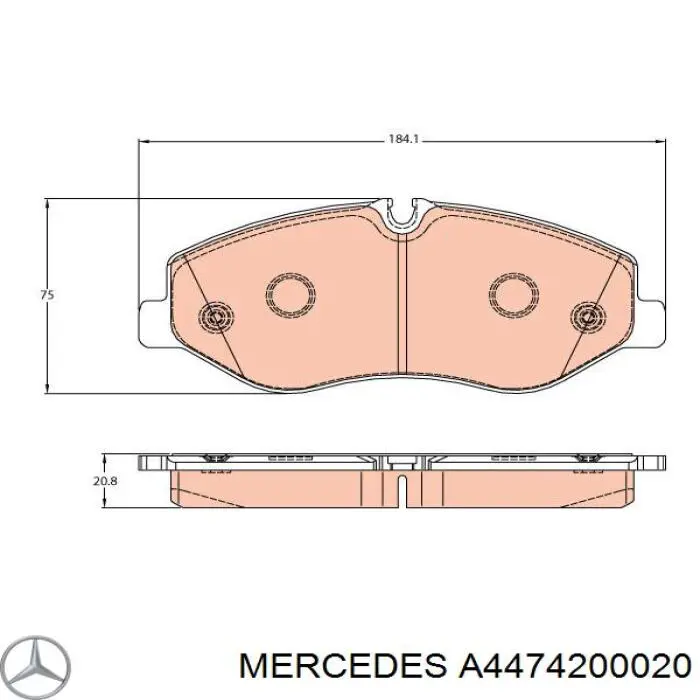 Do koszyka A4474200020 Mercedes Klocki hamulcowe przednie tarczowe