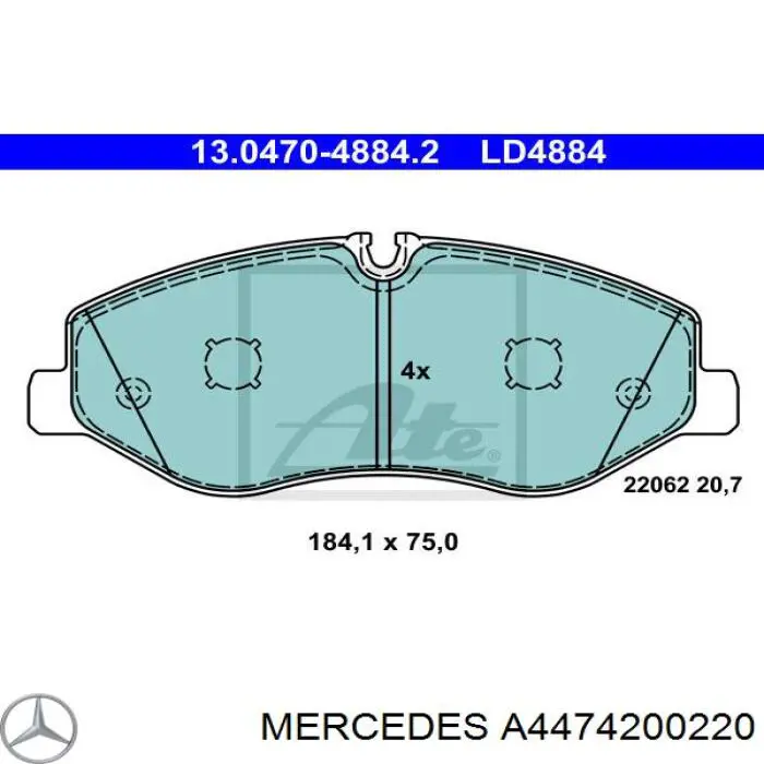 Klocki hamulcowe przednie tarczowe Mercedes A4474200220 cena, od 42,08 USD