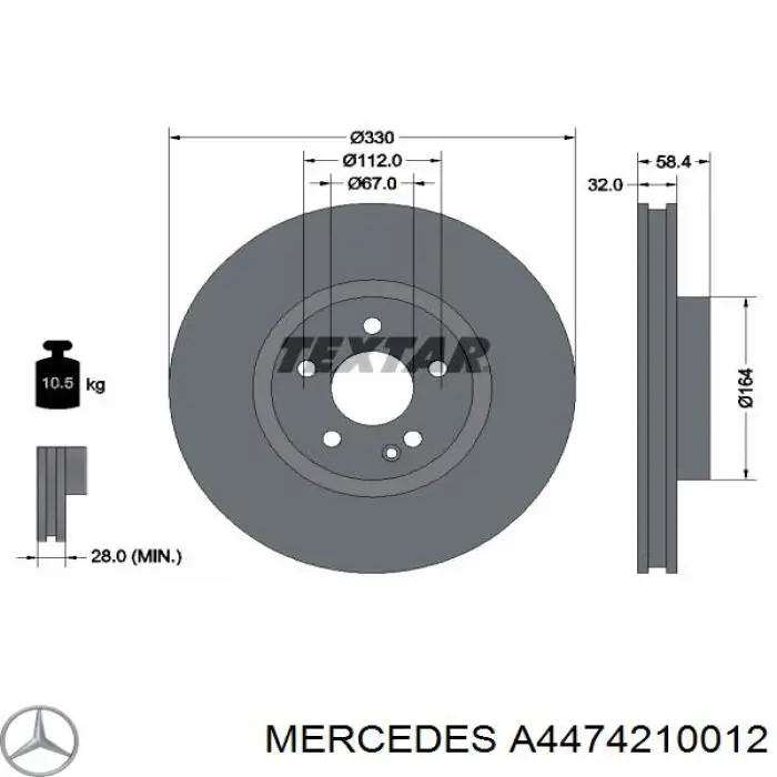 A4474210012 Mercedes Tarcza hamulcowa przednia