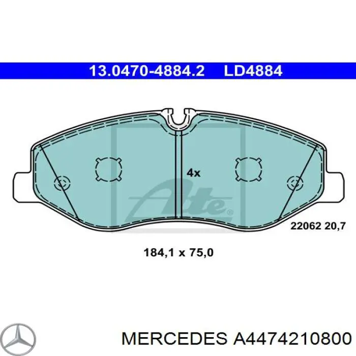 A4474210800 Mercedes Klocki hamulcowe przednie tarczowe
