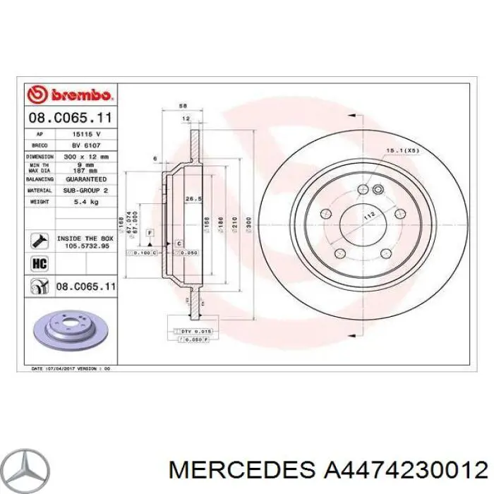 Tarcza hamulcowa tylna Mercedes A4474230012 cena, od 48,52 USD
