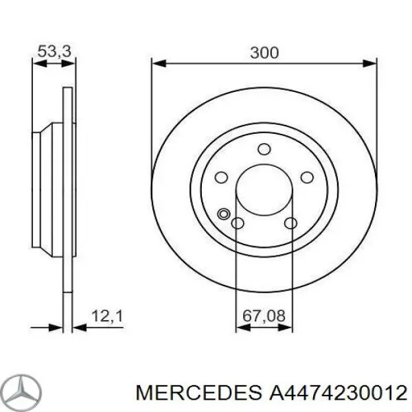 Do koszyka A4474230012 Mercedes Tarcza hamulcowa tylna