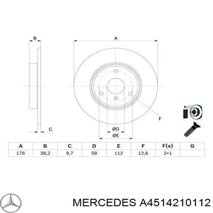 A4514210112 Mercedes Tarcza hamulcowa przednia