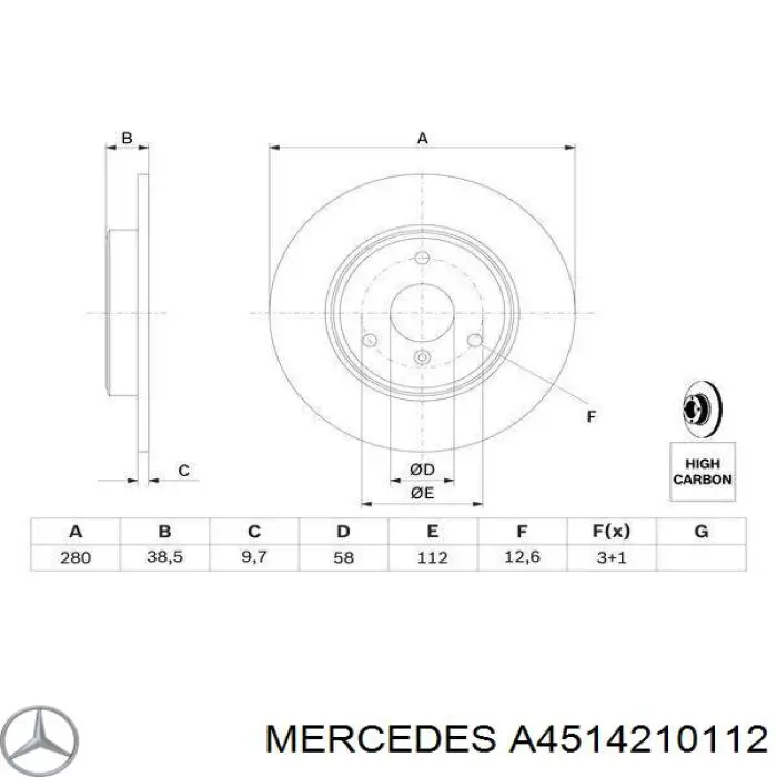 Tarcza hamulcowa przednia Mercedes A4514210112 cena, od 41,85 USD