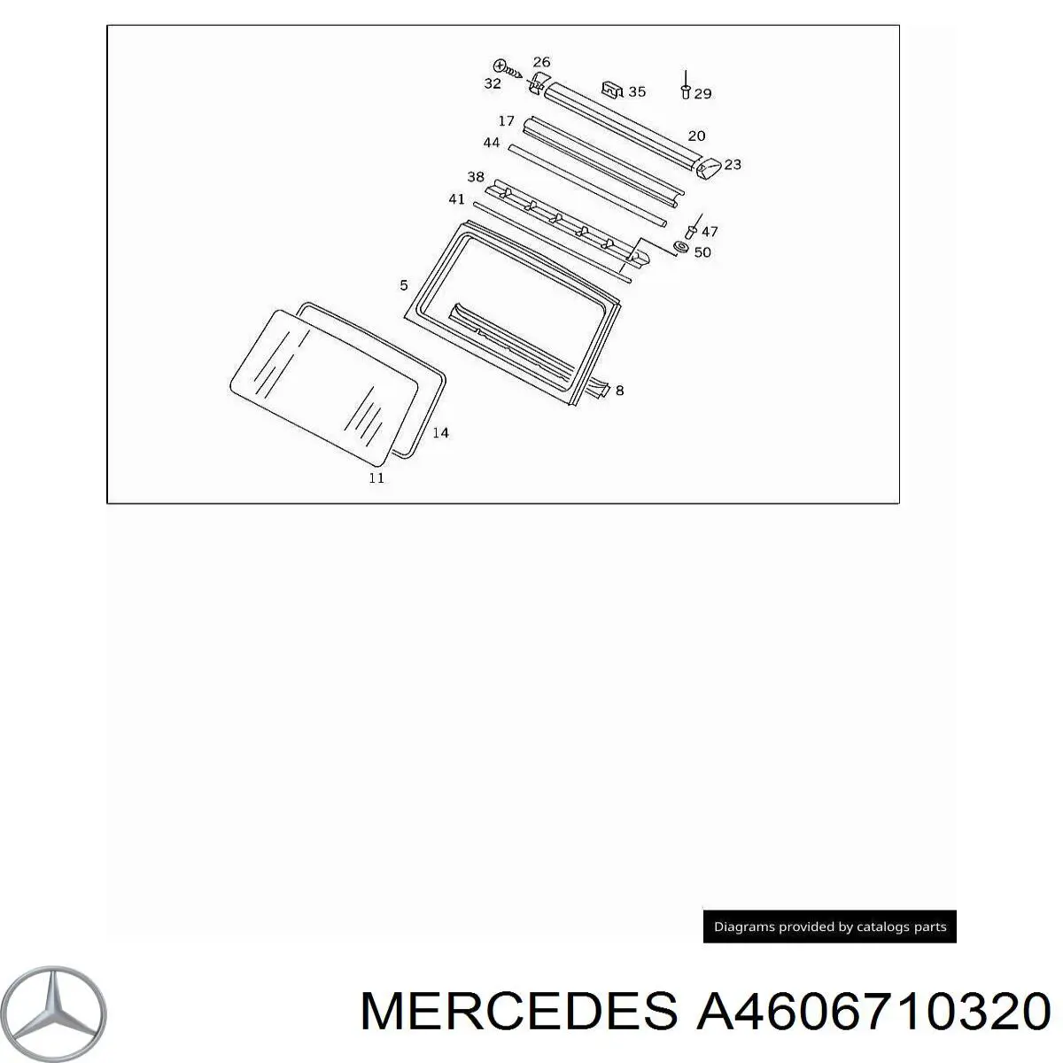 Uszczelka szyby przedniej Mercedes A4606710320 cena, od 72,94 USD