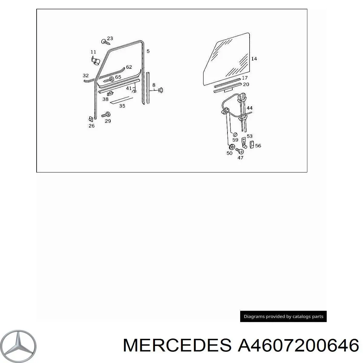 A4607200646 Mercedes Mechanizm podnoszenia szyby drzwi przednich prawych