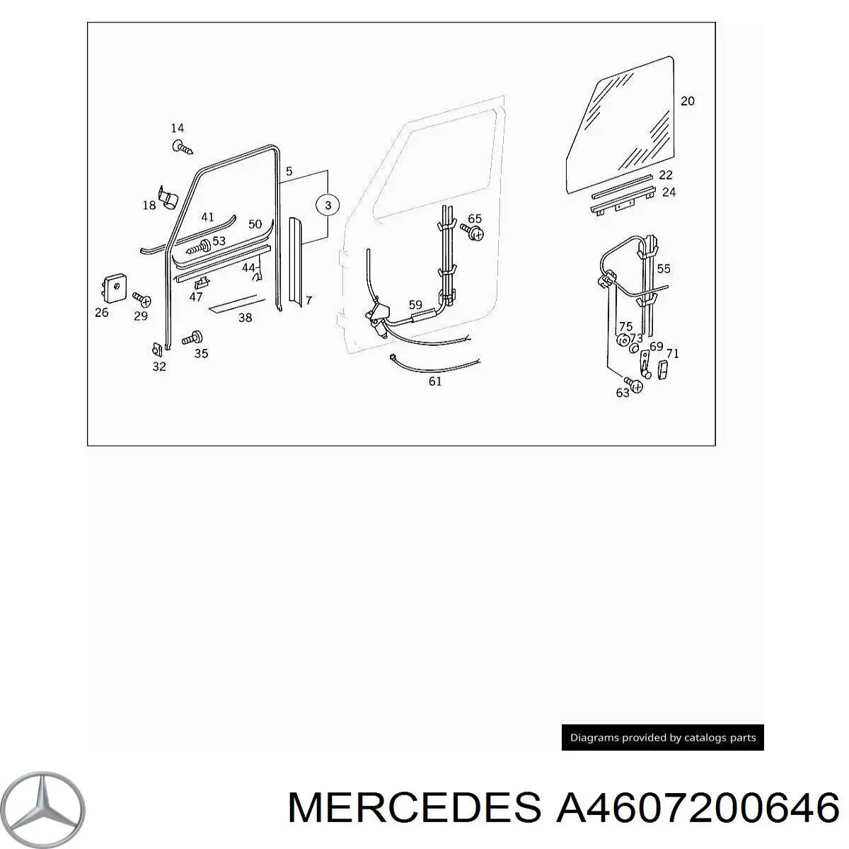 Mechanizm podnoszenia szyby drzwi przednich prawych Mercedes A4607200646 cena, od 63,98 USD