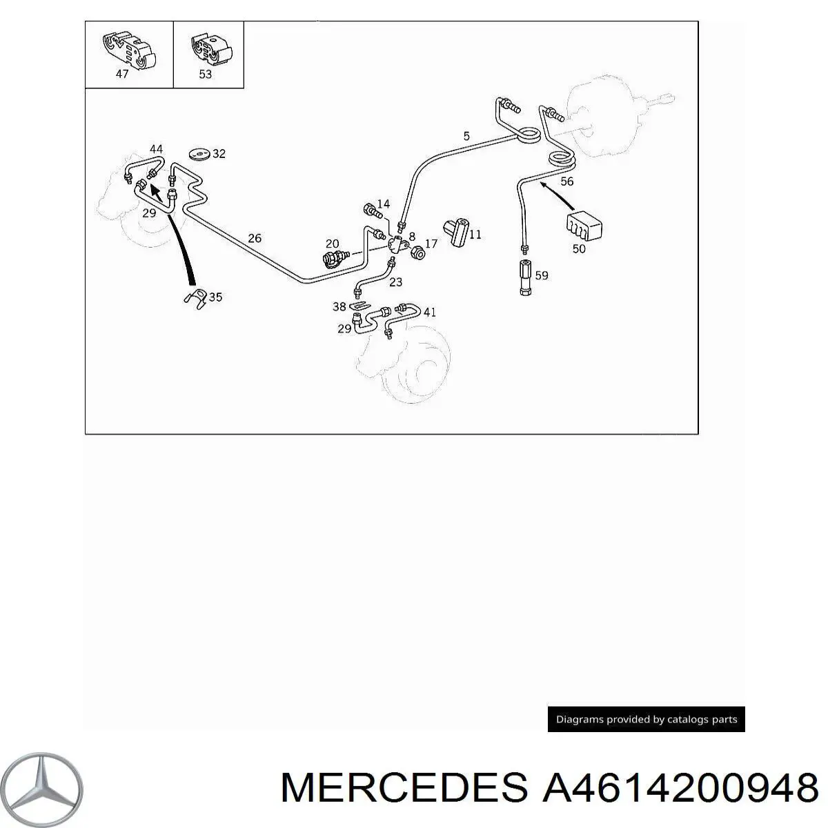 A4614200948 Mercedes Przewód hamulcowy przedni