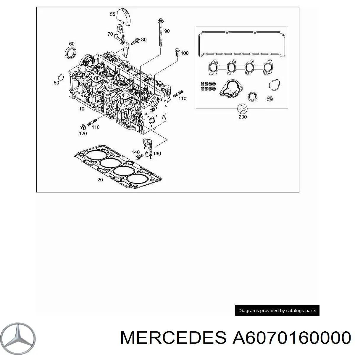 Do koszyka A6070160000 Mercedes Uszczelka głowicy cylindrów