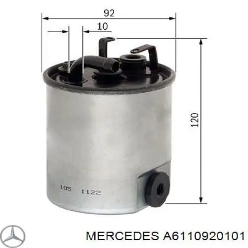 Filtr paliwa Mercedes A6110920101 cena, od 22,82 USD