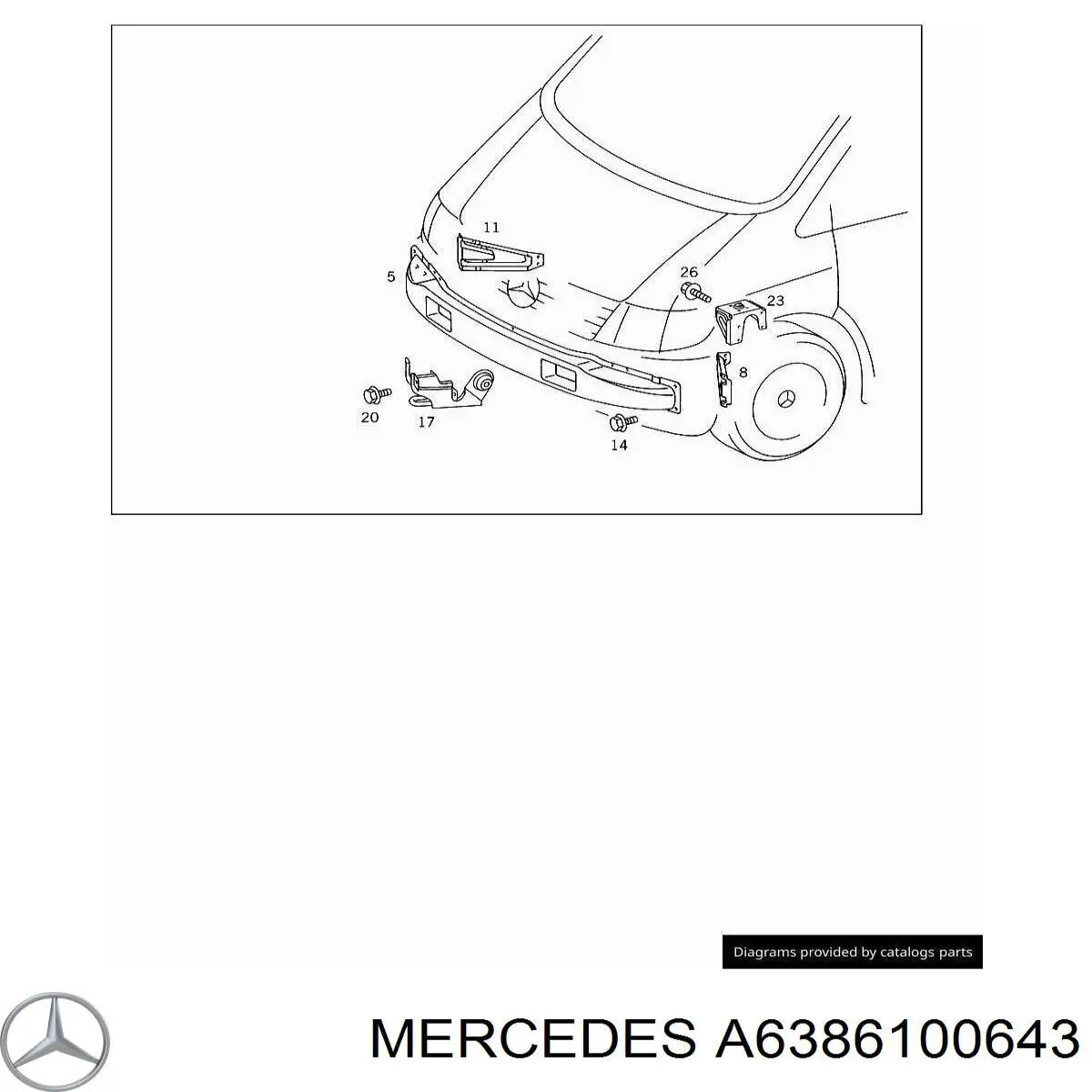 6386100643 Mercedes wspornik zderzaka przedniego