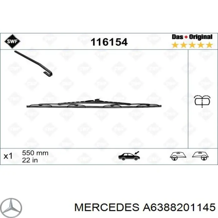 Do koszyka A6388201145 Mercedes Pióro wycieraczki szyby przedniej pasażera