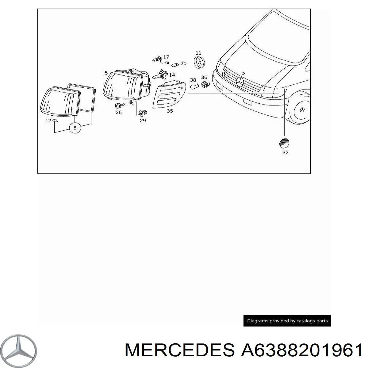 A6388201961 Mercedes Reflektor lewy