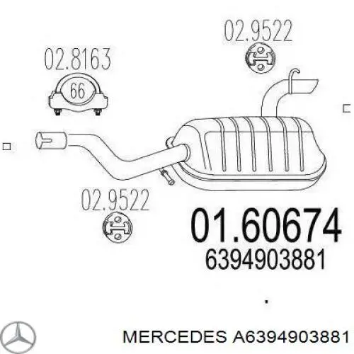 Tłumik, tylna część Mercedes A6394903881 cena, od 144,33 USD