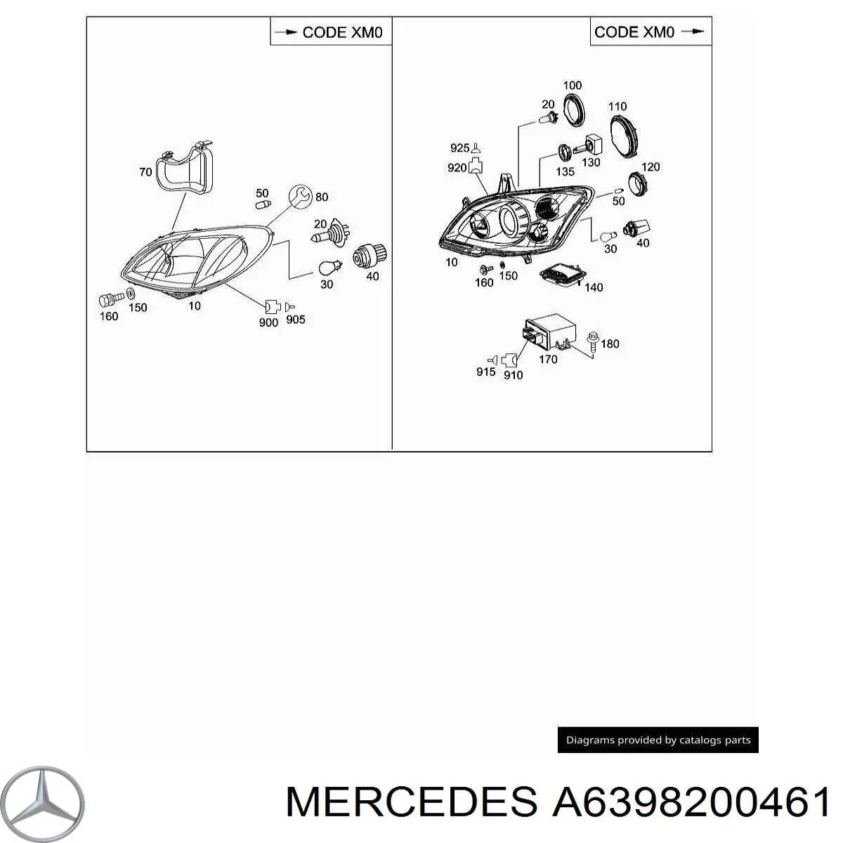 A6398200461 Mercedes Reflektor prawy
