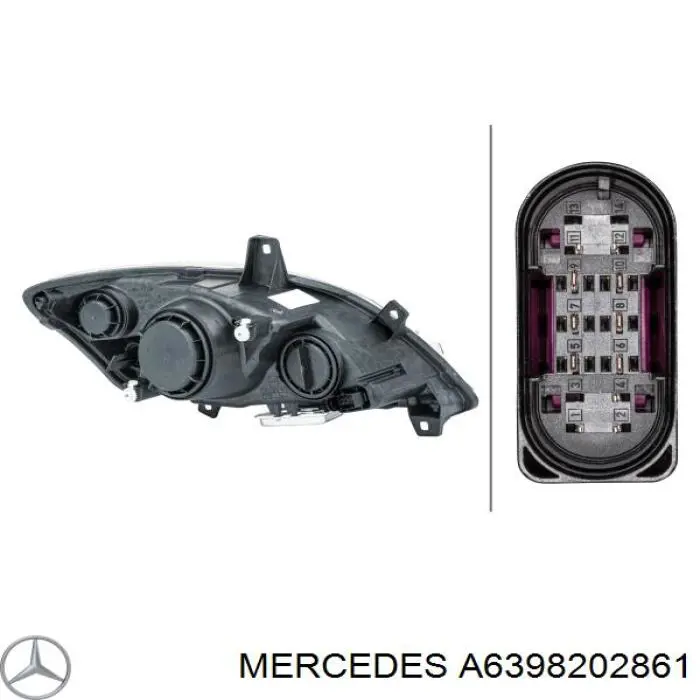 Reflektor lewy Mercedes A6398202861 cena, od 455,54 USD