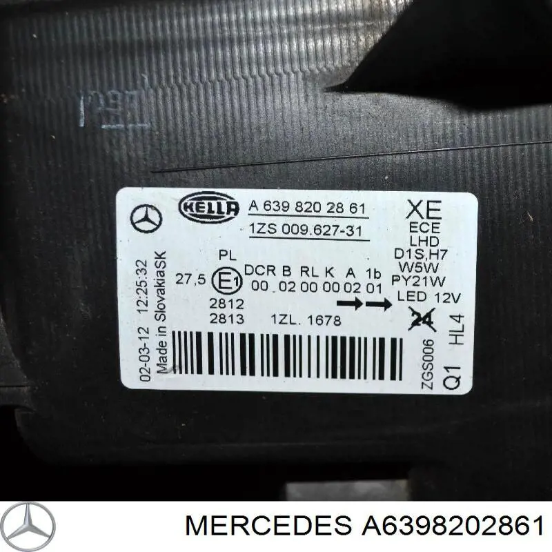 A6398202861 Mercedes Reflektor lewy