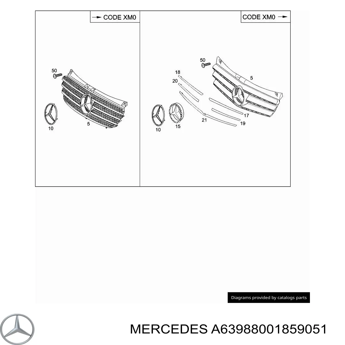 A63988001859051 Mercedes Atrapa chłodnicy
