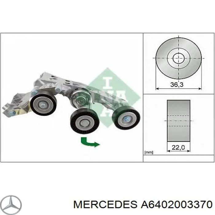 Napinacz paska napędowego Mercedes A6402003370 cena, od 90,24 USD