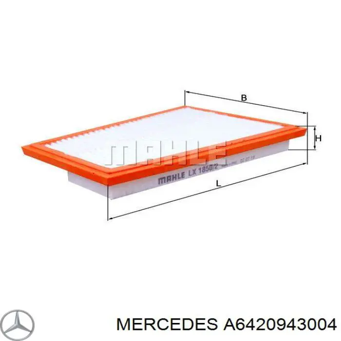 Filtr powietrza Mercedes A6420943004 cena, od 18,86 USD