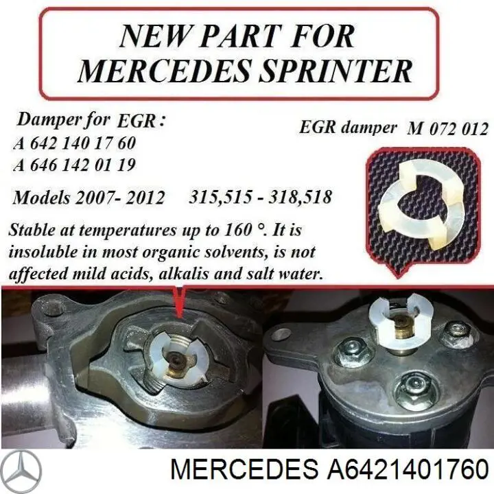 Zawór recyrkulacji spalin EGR Mercedes A6421401760 cena, od 210,47 USD