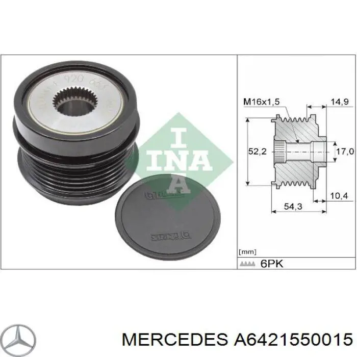 A6421550015 Mercedes Koło pasowe alternatora
