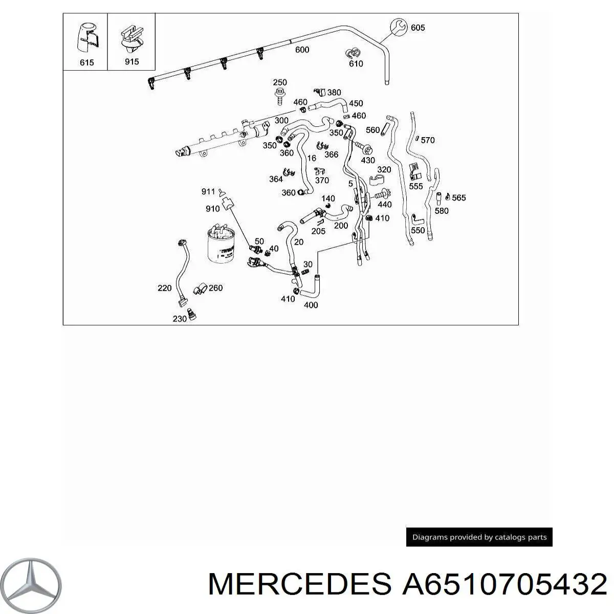 Rurka paliwa, zwrotna od wtryskiwaczy Mercedes A6510705432