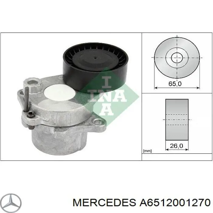 Napinacz paska napędowego Mercedes A6512001270 cena, od 76,50 USD