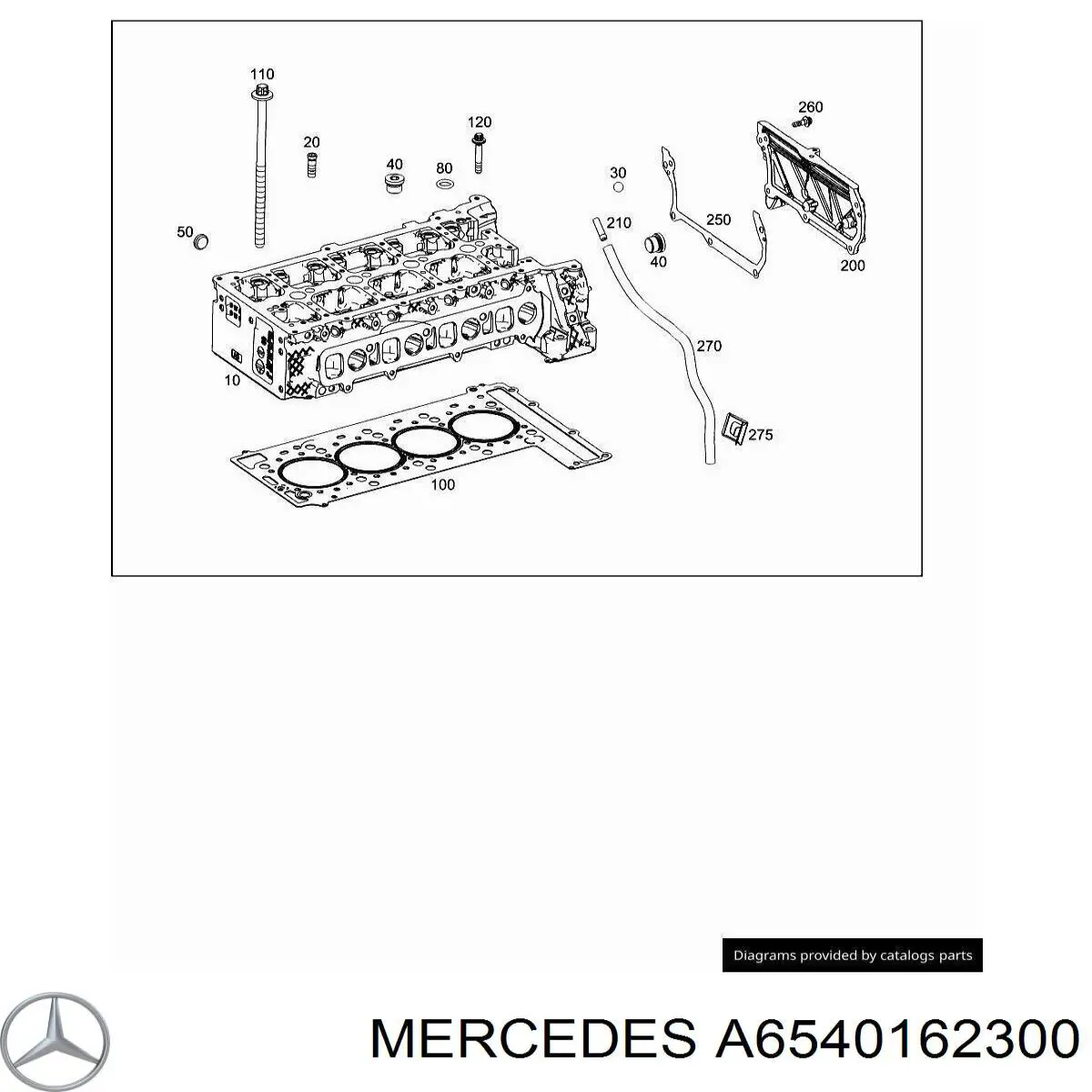 A6540162300 Mercedes Uszczelka pokrywy przedniej silnika górna