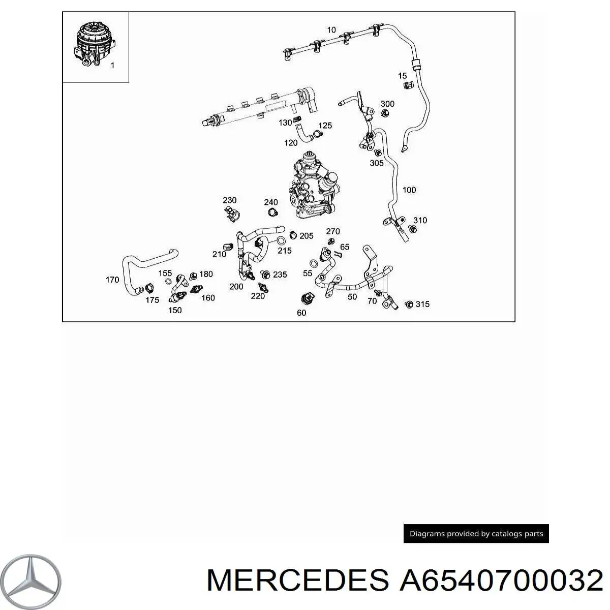 Do koszyka A6540700032 Mercedes Rurka paliwa, zwrotna od wtryskiwaczy