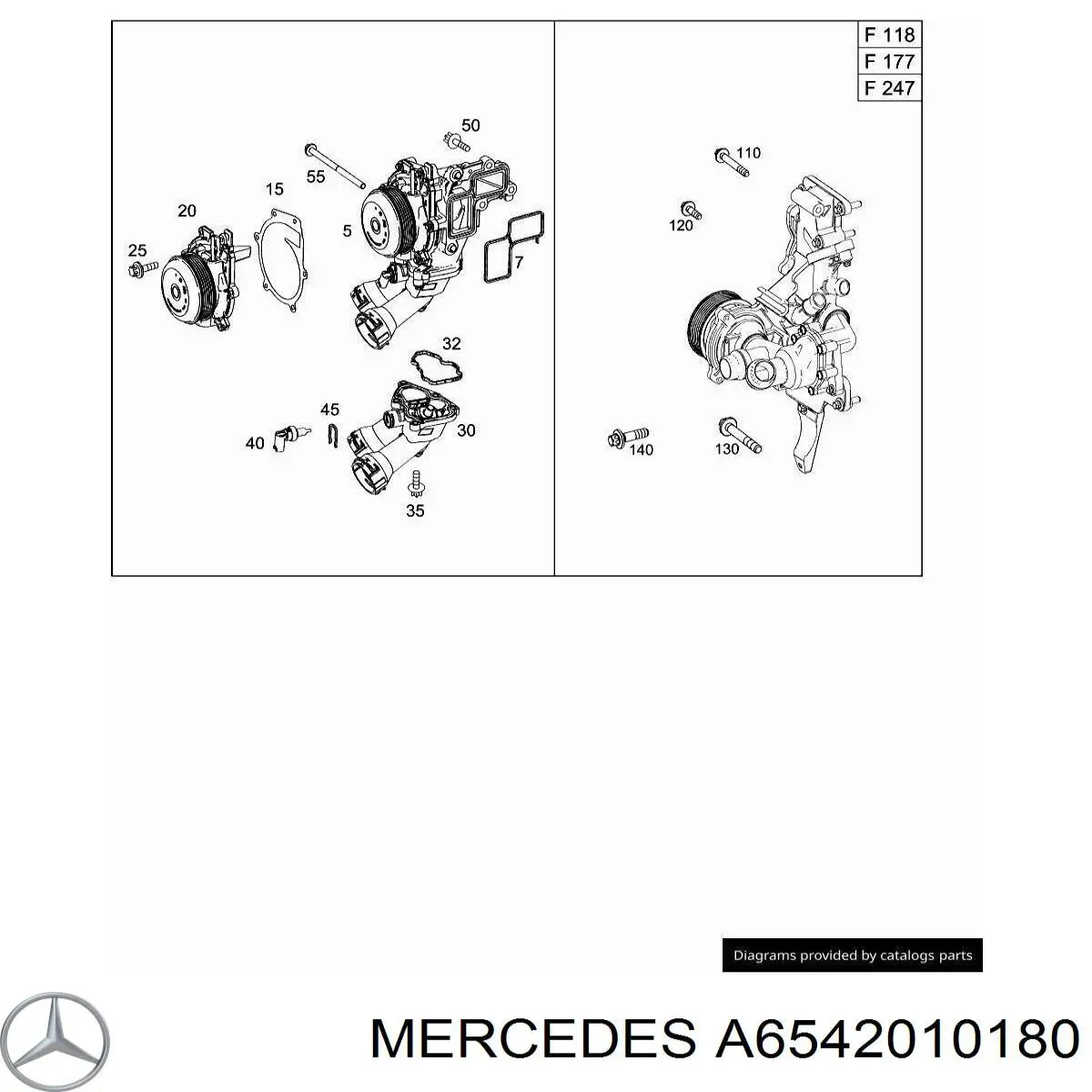 Uszczelka pompy wodnej Mercedes A6542010180 cena, od 7,04 USD