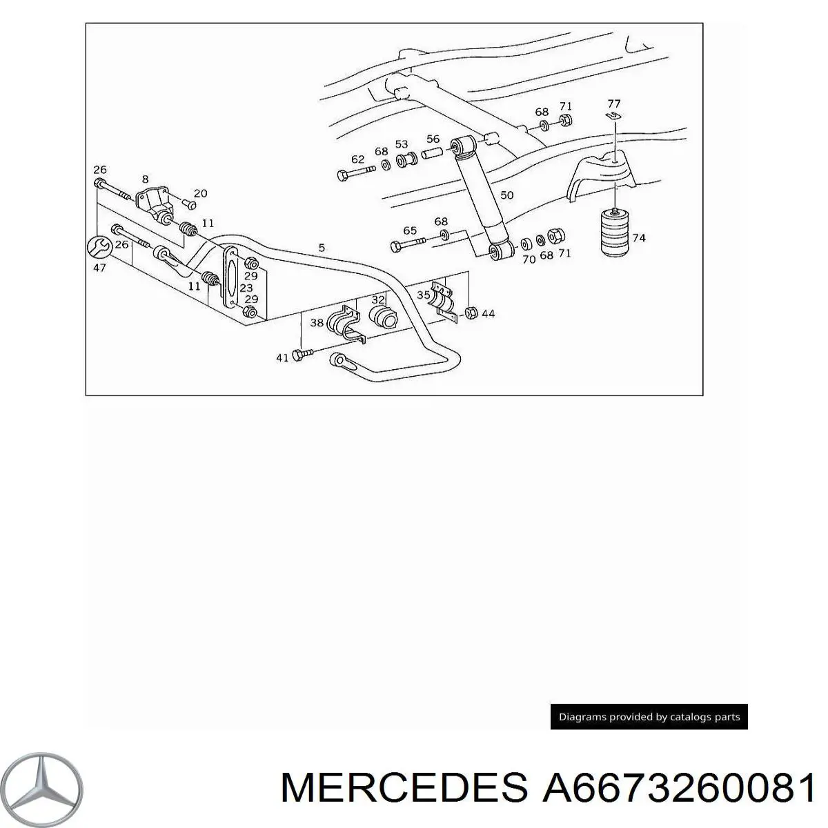 A6673260081 Mercedes tuleja stabilizatora tylnego