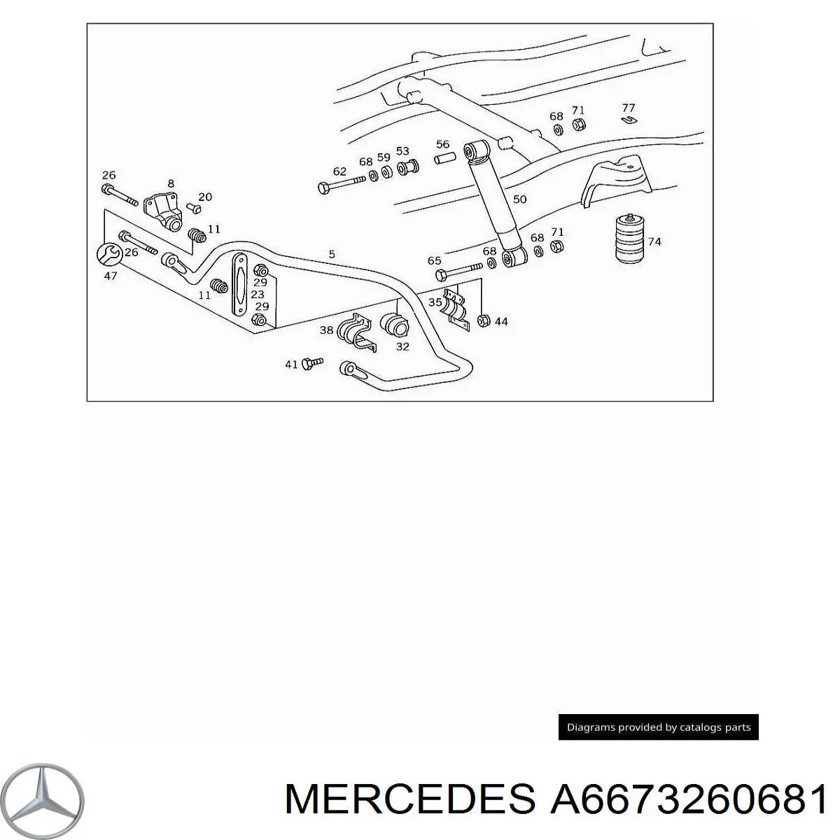 A6673260681 Mercedes tuleja stabilizatora tylnego