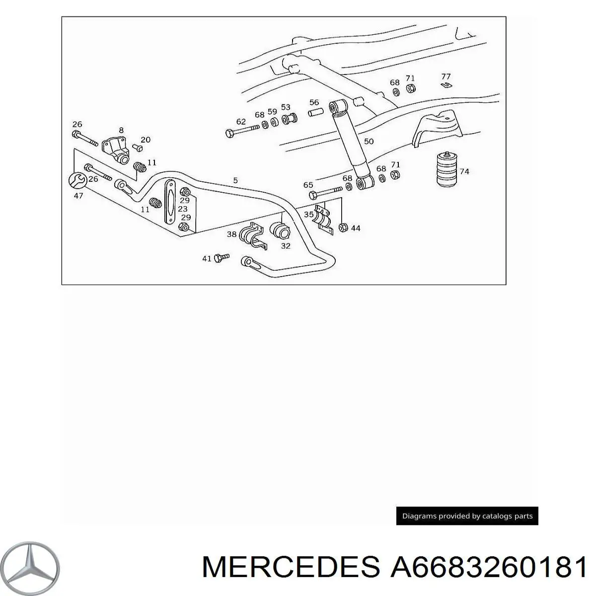 A6683260181 Mercedes tuleja stabilizatora tylnego