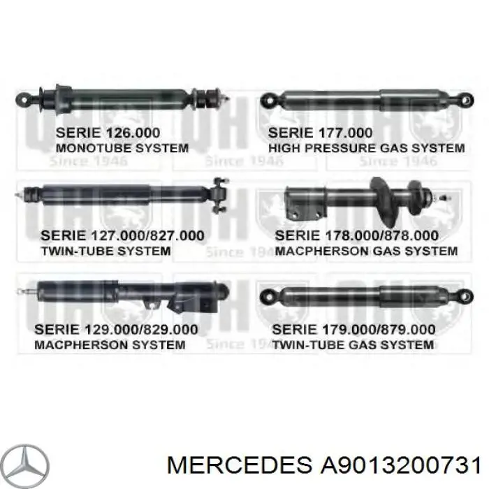 Amortyzator tylny Mercedes A9013200731 cena, od 40,22 USD