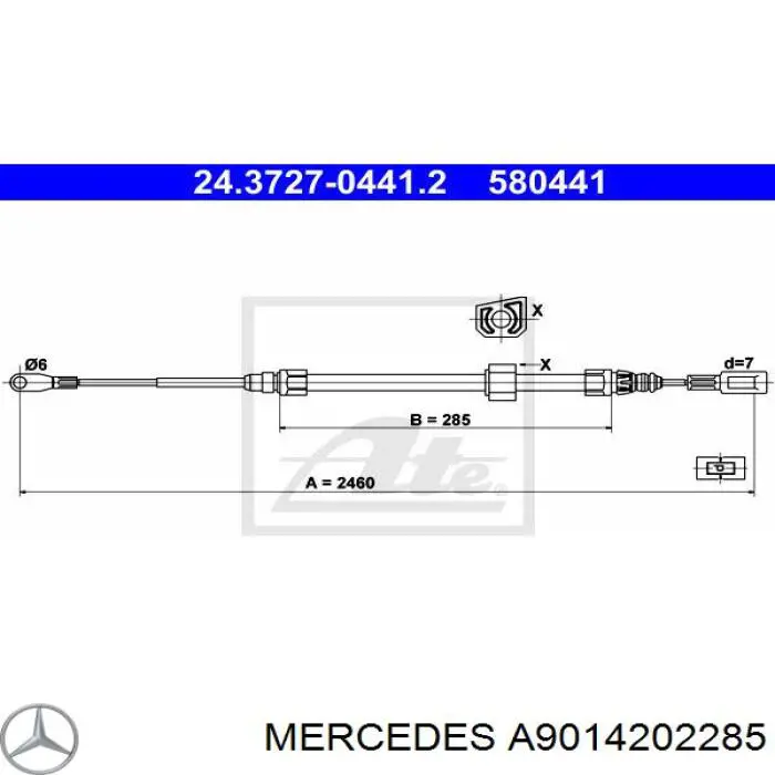 Linka hamulca ręcznego przednia Mercedes A9014202285 cena, od 16,44 USD