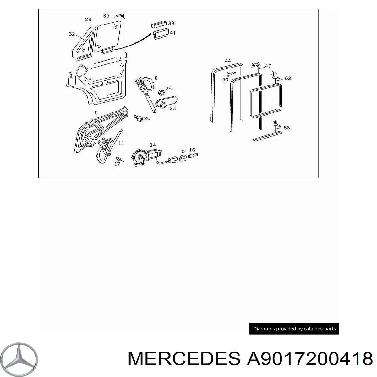 A9017200418 Mercedes szyba drzwi prawych przednich