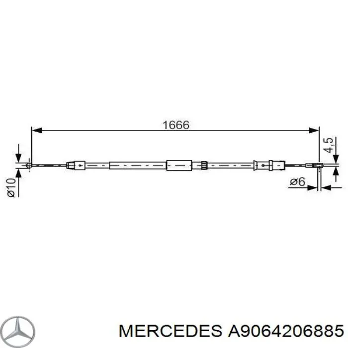 Linka hamulca ręcznego tylna prawa/lewa Mercedes A9064206885 cena, od 16,95 USD