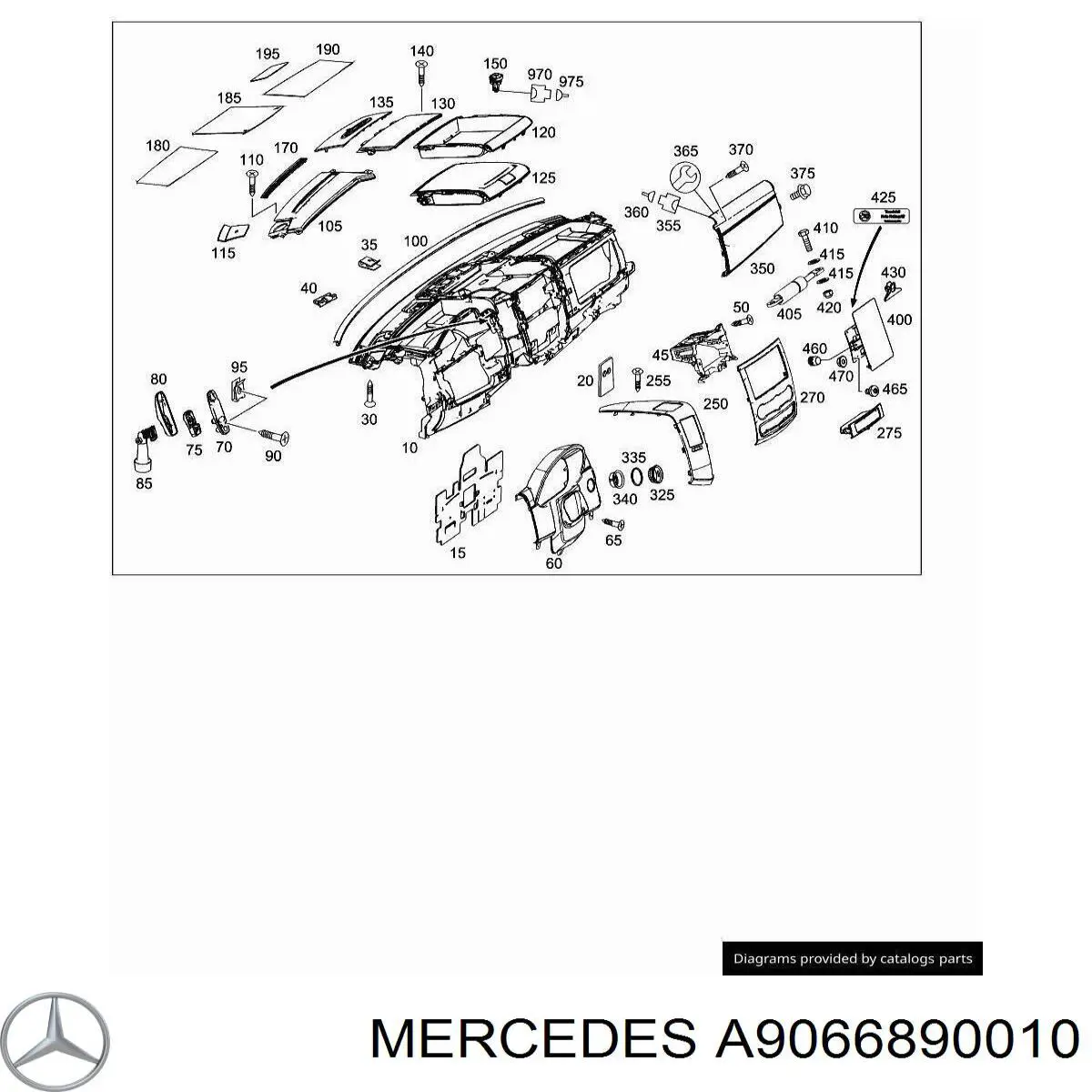 Listwa ochronna (nakładka) na desce rozdzielczej "torpedo" lewa do Mercedes Sprinter (906)