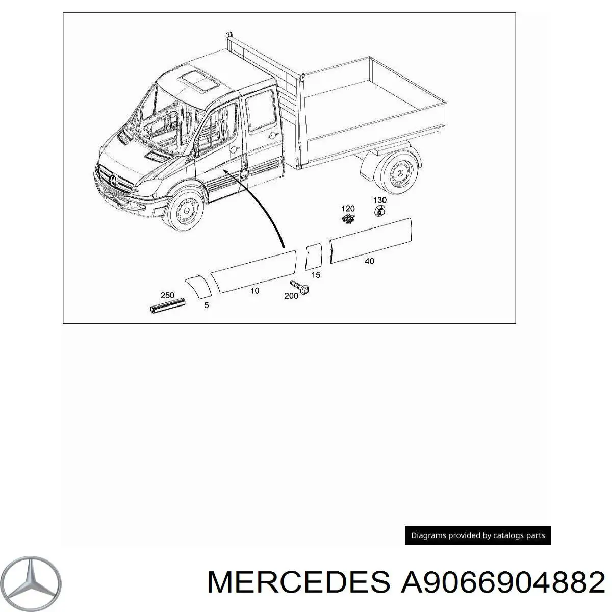 Do koszyka A90669048829B51 Mercedes Nakładka błotnika przedniego prawego