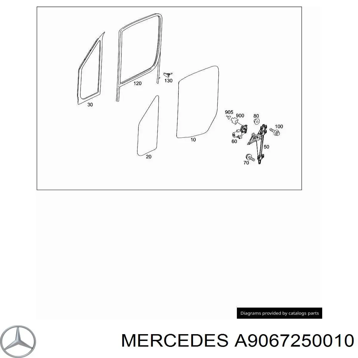 Szyba drzwi lewych przednich Mercedes A9067250010 cena, od 47,52 USD