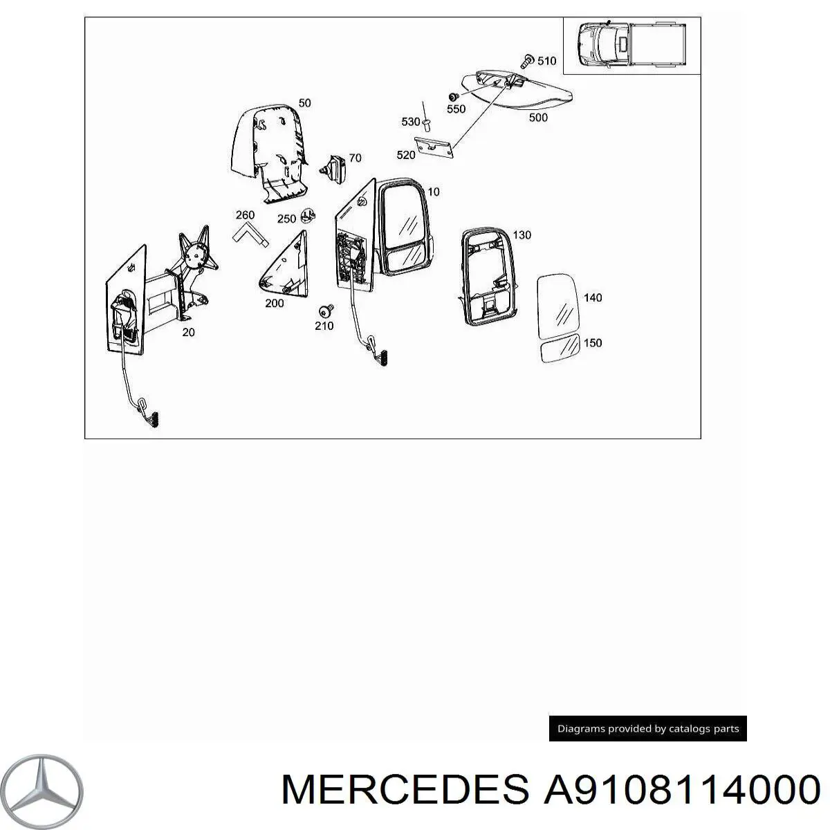 A9108114000 Mercedes nakładka (pokrywa lusterka wstecznego prawa)