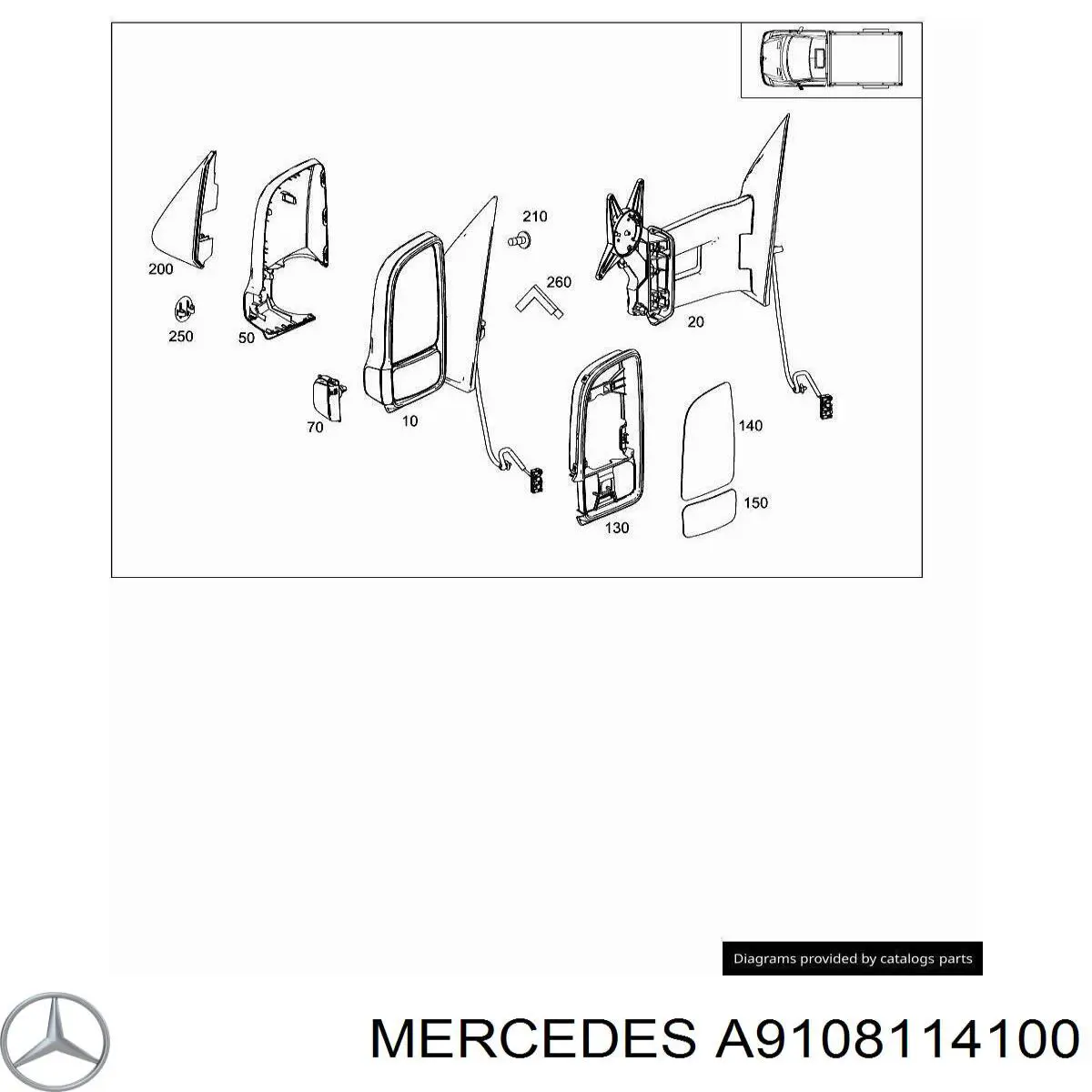 Nakładka (pokrywa) lusterka wstecznego lewa do Mercedes Sprinter (907, 910)