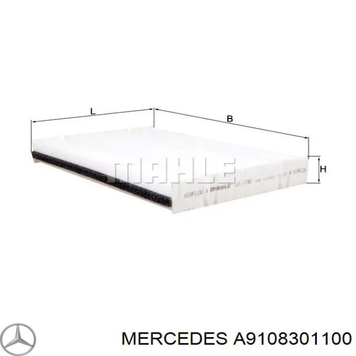 Filtr kabiny Mercedes A9108301100 cena, od 13,94 USD