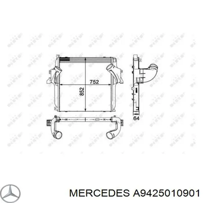 Chłodnica intercoolera A9425010901 Mercedes