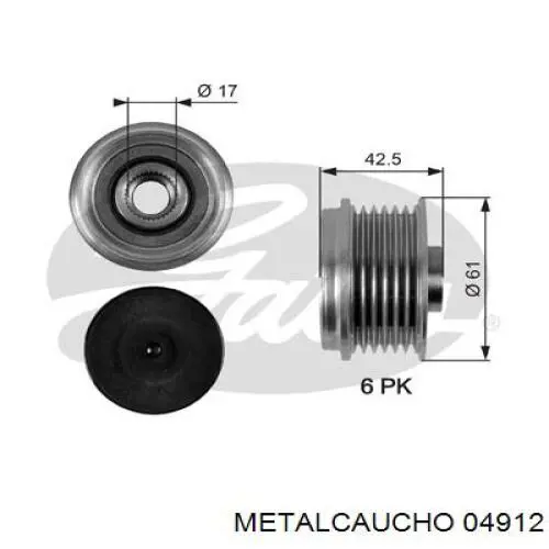 Koło pasowe alternatora Metalcaucho 04912 cena, od 38,89 USD