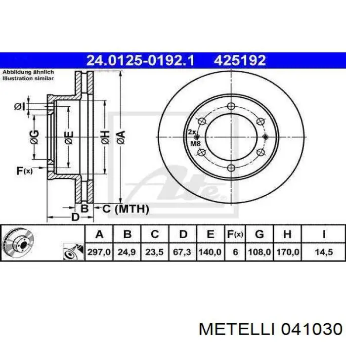 Do koszyka 041030 Metelli Cylinder hamulcowy roboczy tylny