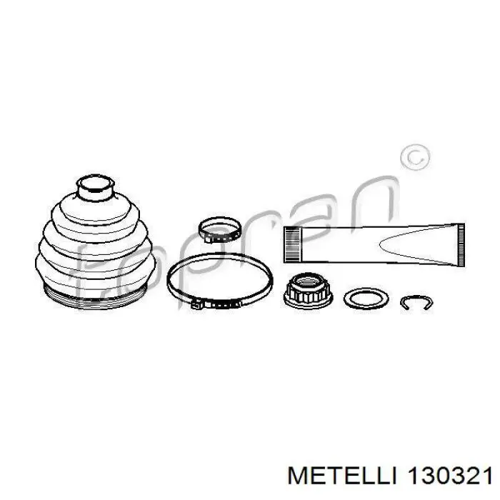 Do koszyka 130321 Metelli Osłona przegubu homokinetycznego półosi przedniej zewnętrzna